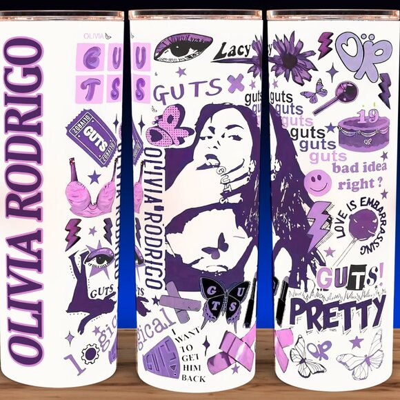 Olivia Rodrigo Guts World Tour Purple Collage Cup Mug Tumbler 20oz - Picture 1 of 3